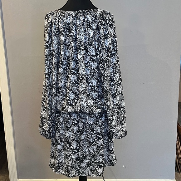 Ramy Brook Landa Floral Printed Blouson Mini Dress Small Black/White - Picture 3 of 6